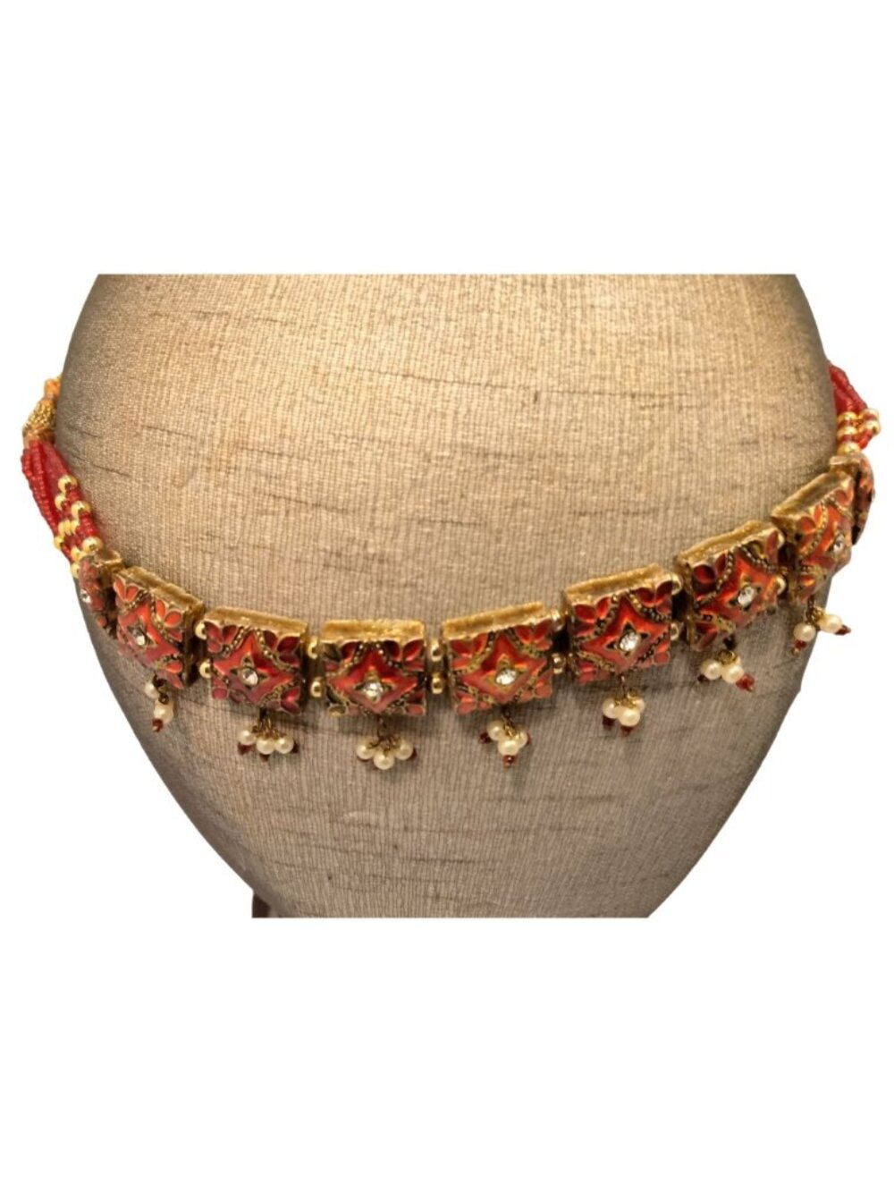 Meenakari Choker Belt Headpiece Bollywood Spiritual Family Fertility Prosperity - Picture 5 of 12